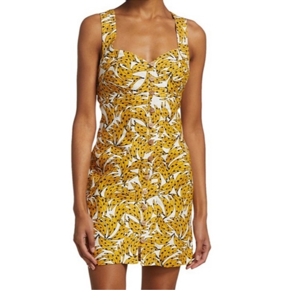 NWOT Farm Rio banana pattern cross back sweetheart top dress medium